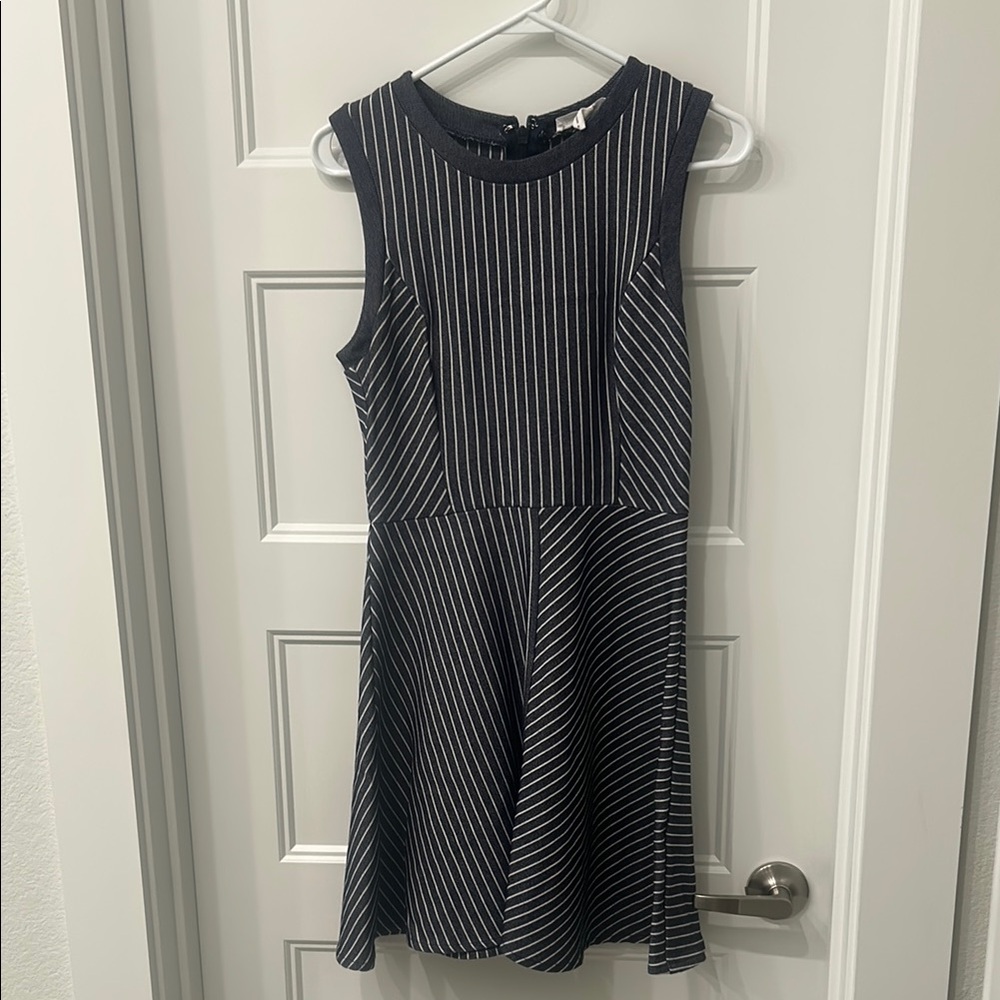 BCBGeneration Blue and White Striped Sleeveless Dress
